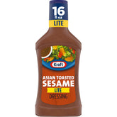 Kraft Reduced Fat Asian Toasted Sesame dressing bottle on counter for quick meals
