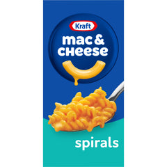 Kraft Mac and Cheese Spirals box front showing quick family dinner option