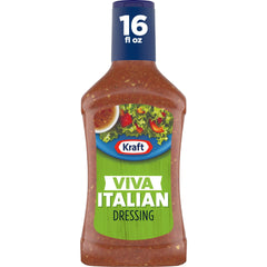 Kraft Viva Italian Dressing bottle with squeezable top for easy pouring on salads