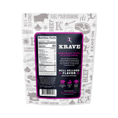 Closeup of a Krave Minis Original Beef stick showing texture and clean ingredients.
