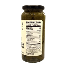 Krinos grape leaves jar ingredients show simple leaves and brine