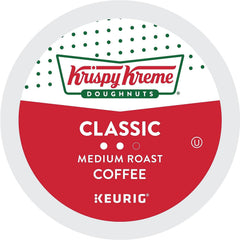 Krispy Kreme Classic coffee pod packaging highlights convenience.