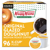 Krispy Kreme Original Glazed doughnut coffee pods box front for quick mornings.