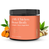 KROMA 24K bone broth powder jar showcasing organic ingredients for daily wellness.