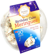 Krunchy Melts original meringue cookies on a plate, light gluten-free birthday cake snack