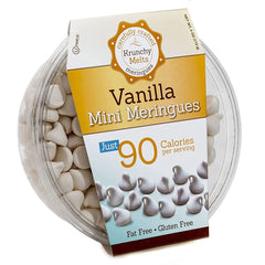 Krunchy Melts Vanilla Meringue Cookies on a tray, crisp and light for a quick snack.