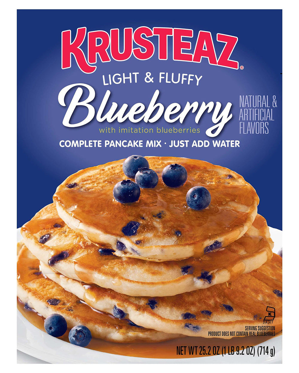 Krusteaz Blueberry Pancake Mix boxes pack—easy family breakfast option.