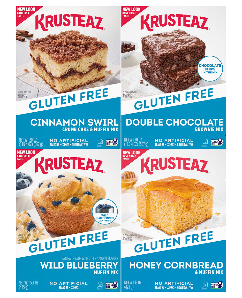 Krusteaz gluten-free cinnamon swirl cake mix package ready to bake