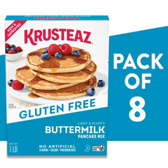 Close-up of gluten-free Krusteaz mix with real buttermilk flavor.