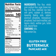 Pouring Krusteaz mix batter for fast, fluffy pancakes.