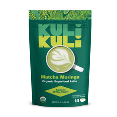 Kuli Kuli Mo Matcha Moringa Latte can with premium ingredients for a nourishing latte