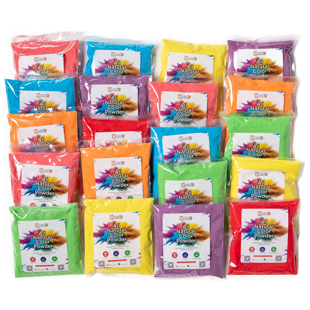 Kulture Khazana blue Holi color powder; washes off skin and fabrics easily