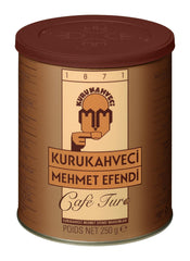 Kurukahveci Mehmet Efendi Arabica ground coffee close-up reveals rich color