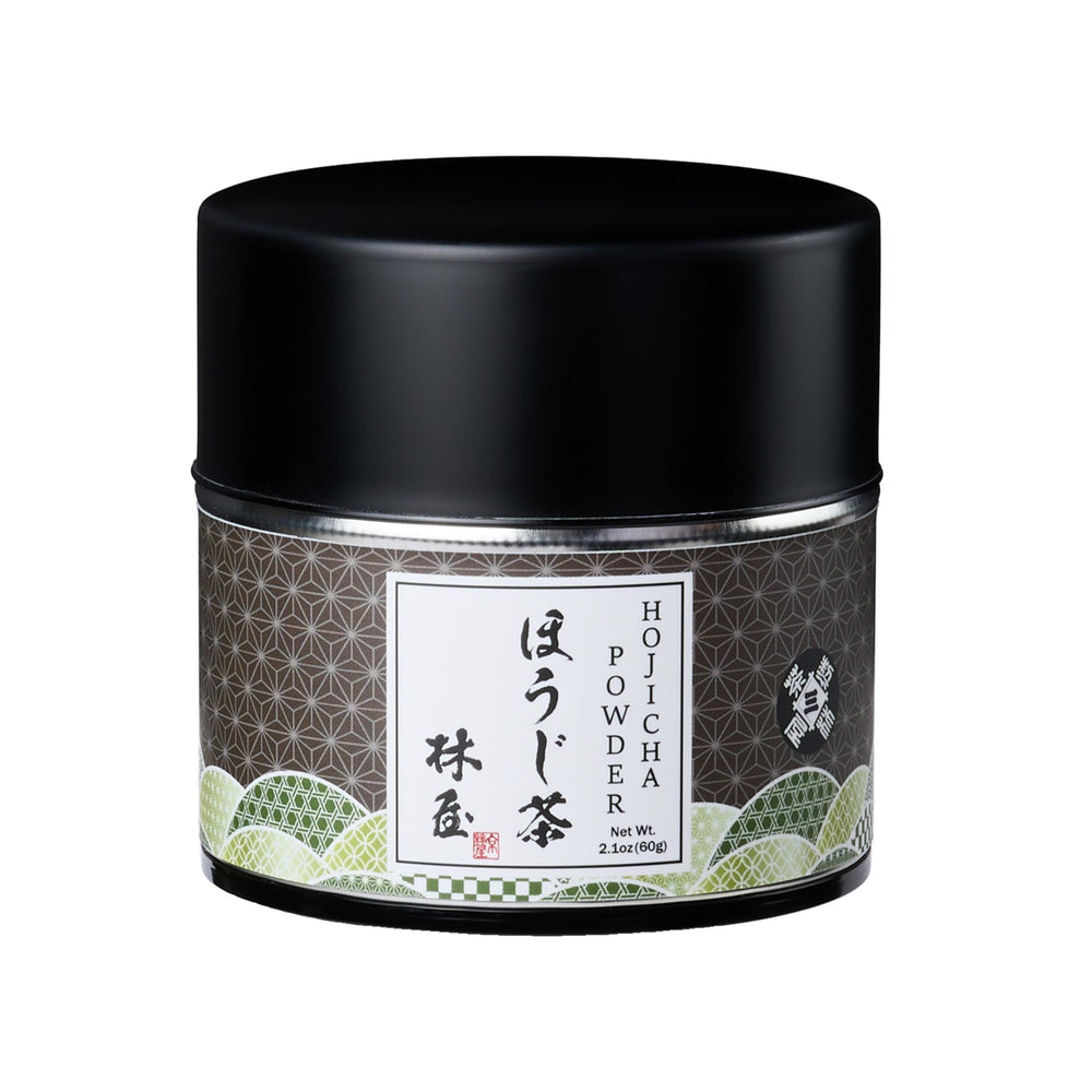 KYOHAYASHIYA hojicha powder packaging for premium home lattes.