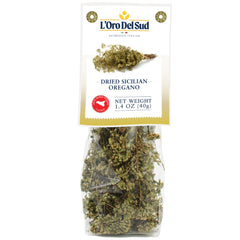 L'Oro Del Sud oregano dried on stem, showcasing authentic Sicilian aroma for cooking.
