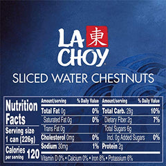 La Choy water chestnuts slices in a bowl add convenient crunch for stir-fries.