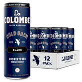 La Colombe cold brew black unsweetened 11oz can front view for on-the-go refreshment.