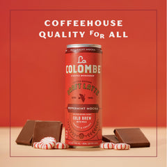 La Colombe dark chocolate streaks scene suggests rich taste.