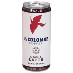 La Colombe Mocha Draft Latte can showing creamy foam and chocolate notes, ideal for on-the-go coffee