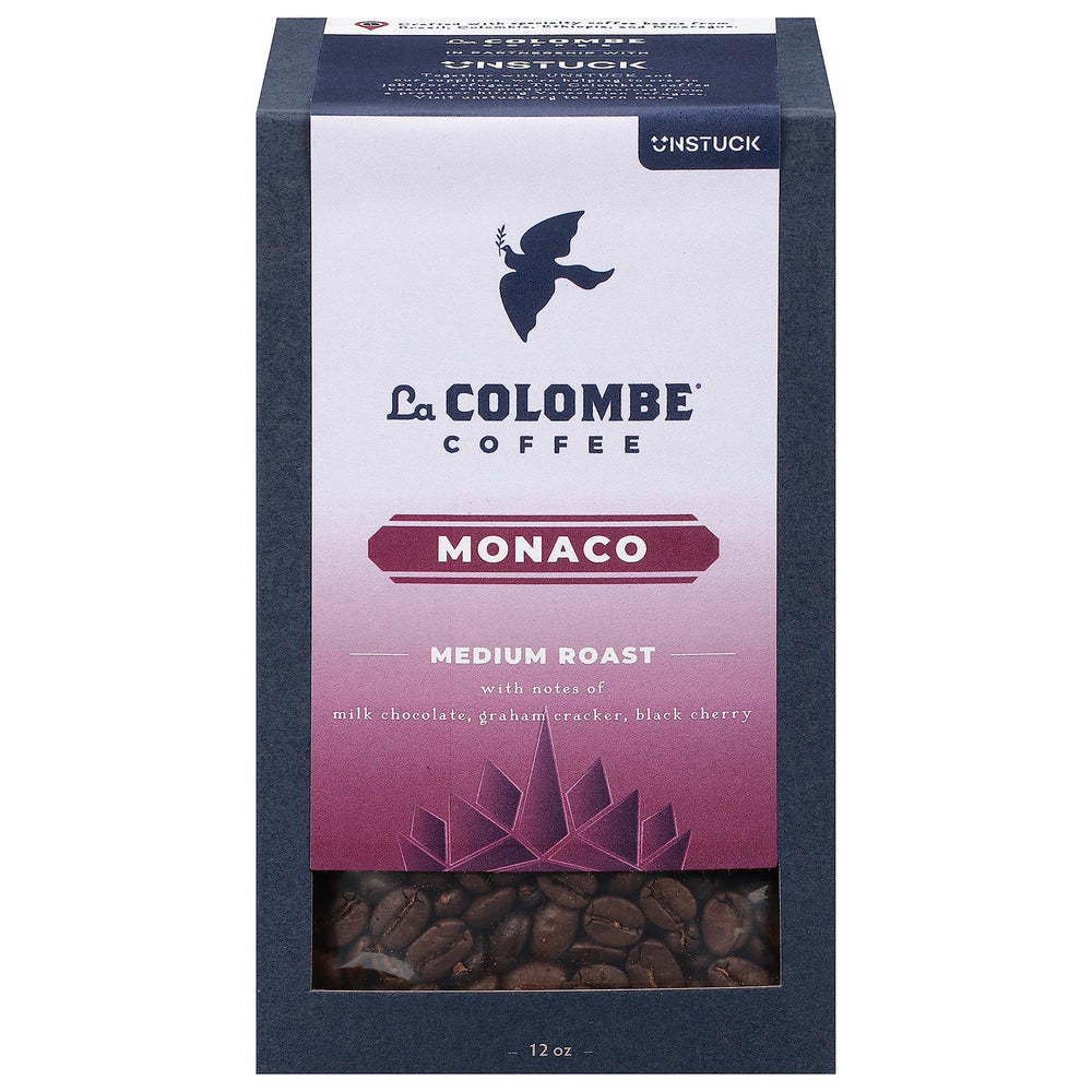 La Colombe Monaco coffee beans in bag ready for grinding for a rich brew