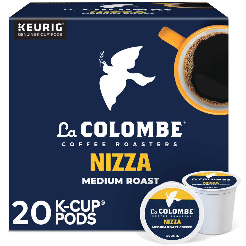La Colombe Nizza K-Cup pod close-up highlighting honey-nut flavor cues for a smooth start.