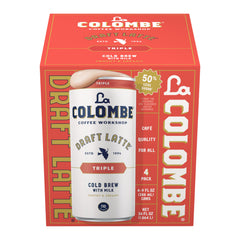 La Colombe Triple Draft Latte can close-up highlights premium Brazilian Arabica flavor.