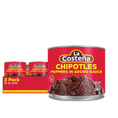 La Costeña chipotle peppers in adobo sauce jar adds smoky heat to tacos and sauces.