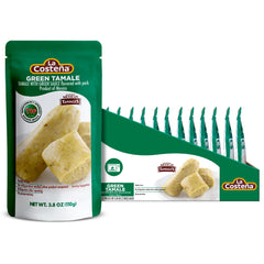 La Costena green tamales pork-packaging shows microwave-ready meal for quick lunches