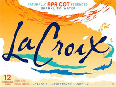 Six-pack of La Croix Apricot cans, convenient and eco-friendly.