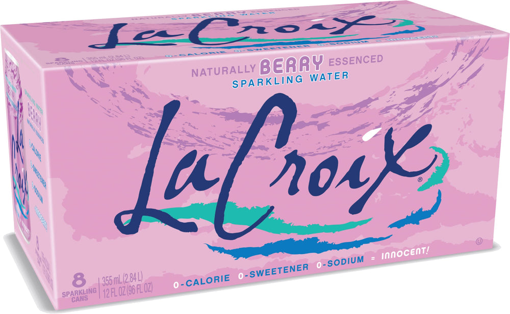 La Croix Berry Sparkling Water 12oz can, crisp berry flavor for refreshing hydration.