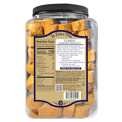 La Dolce Vita almond biscotti with visible almonds, ideal for dunking with espresso or tea.