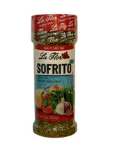 La Flor Sofrito Seco: dried onion-garlic-pepper blend ready to flavor soups.