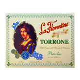 La Florentine Pistachio Torrone wedge close-up, gifting-friendly with rich pistachio aroma.