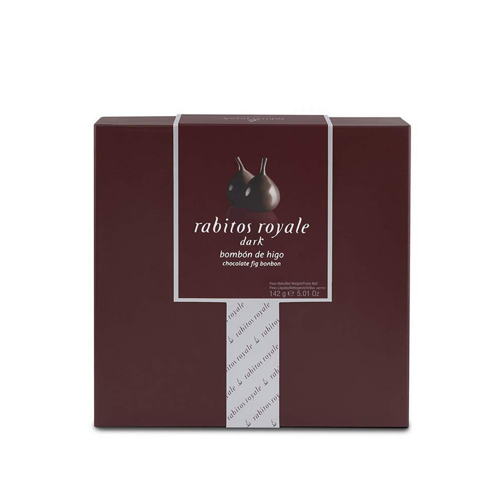 La Higuera Rabitos Royale fig bonbons in box, premium dessert for celebrations.