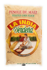 La India Verdena pinole poured into milk for creamy, corn-forward flavor.