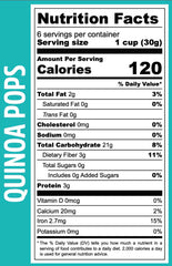 La Purita Quinoa Pops ingredients close-up, 100% quinoa and oil-free.