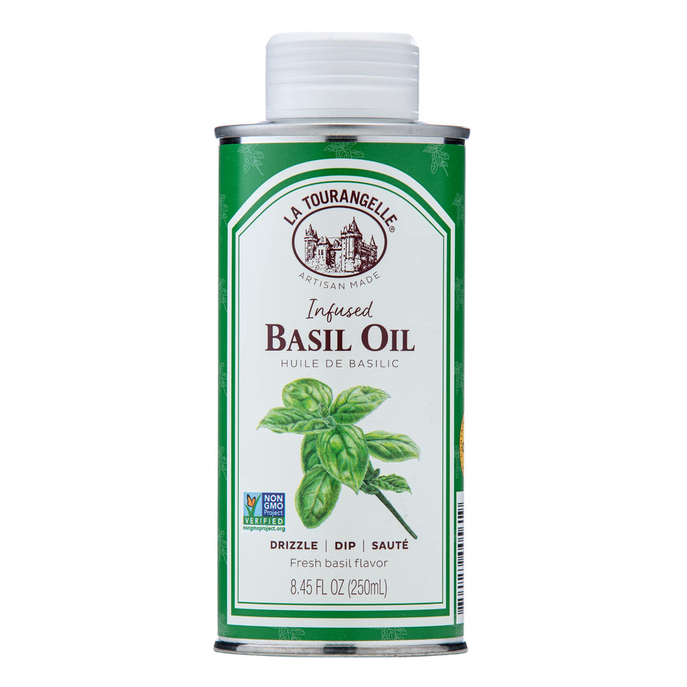 La Tourangelle Basil Oil bottle showcasing fresh basil aroma ideal for dressings.