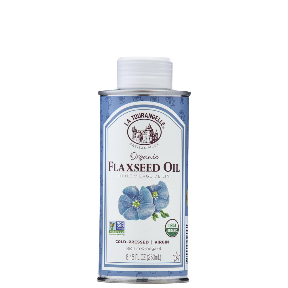 La Tourangelle flaxseed oil with nutty flavor enhances smoothies and dressings.