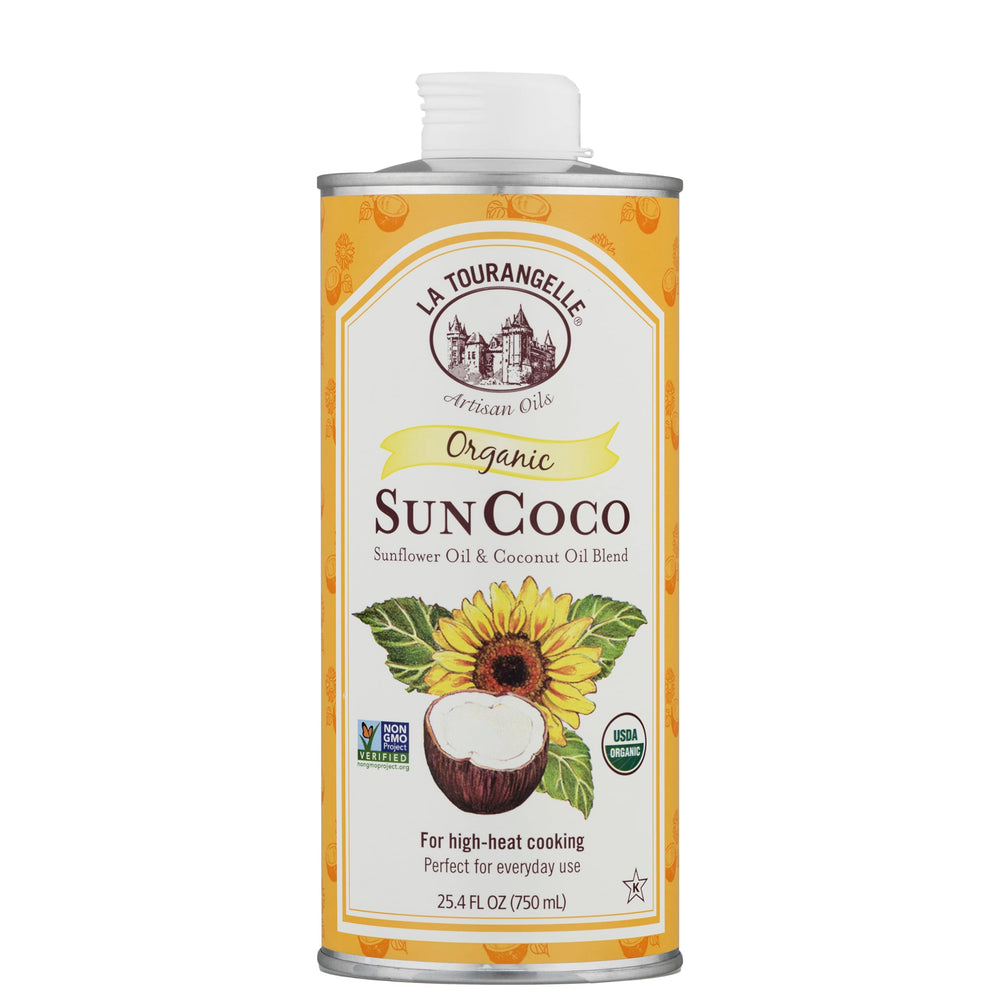 La Tourangelle Sun Coco Oil bottle ready for high-heat cooking.