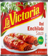 La Victoria red enchilada sauce traditional in a bowl ready to serve.