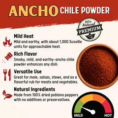 LA VOIE FOODS Ancho Powder deep red color – adds visual richness to stews.