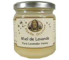 L'Abeille Occitane Lavender Honey jar with amber color and crystallized texture.