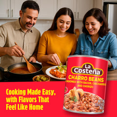La Costeña Chicharrones-topped beans ideal for tacos or burritos.