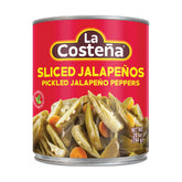 La Costeña sliced jalapeños jar close-up enhances tacos and nachos.