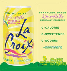 La Croix LimonCello label detail, natural essence aroma for a clean taste.