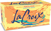 LaCroix Peach Pear can 8-pack with bright bubbles for a zero-calorie refreshment.
