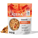 LADERA Almond Pecan Granola packaging closeup highlighting clean ingredients