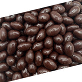 LAETAFOOD dark chocolate almonds close-up showcasing glossy coating and crunchy texture for snacking.