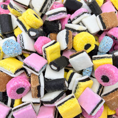 LAETAFOOD English licorice allsorts bag with mixed pieces for nostalgic snacking.