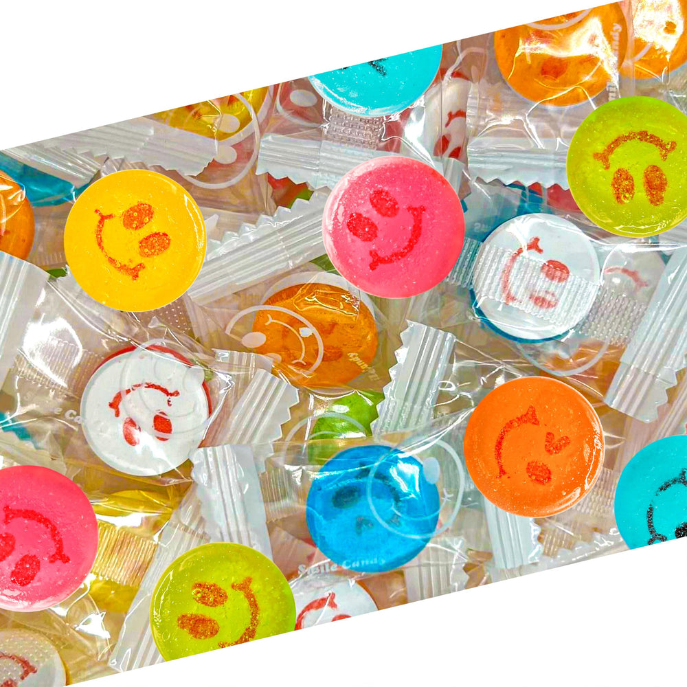 LAETAFOOD Happy Face Candy 1lb bag with bright emoji faces for Easter treats